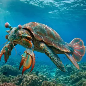 Mantis shrimp + Sea turtle